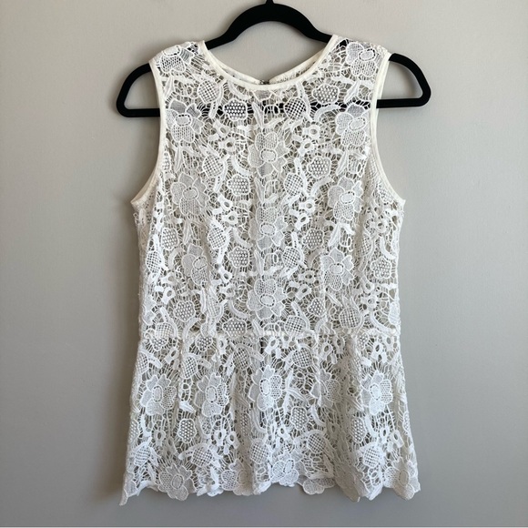 Cabi White Lace  Sheer Zip Up Tank Top S - Picture 1 of 9
